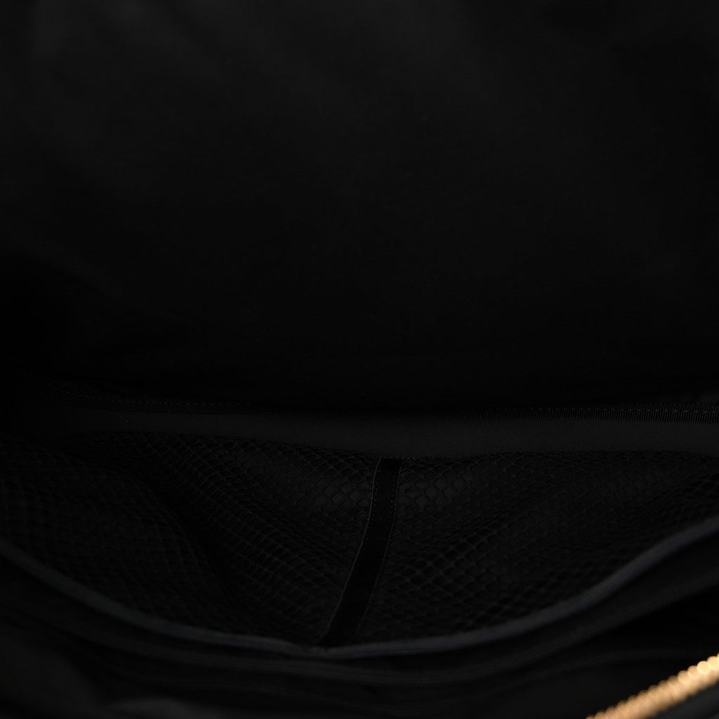 Shiny Grained Calfskin Quilted Travel Bowling Bag Black