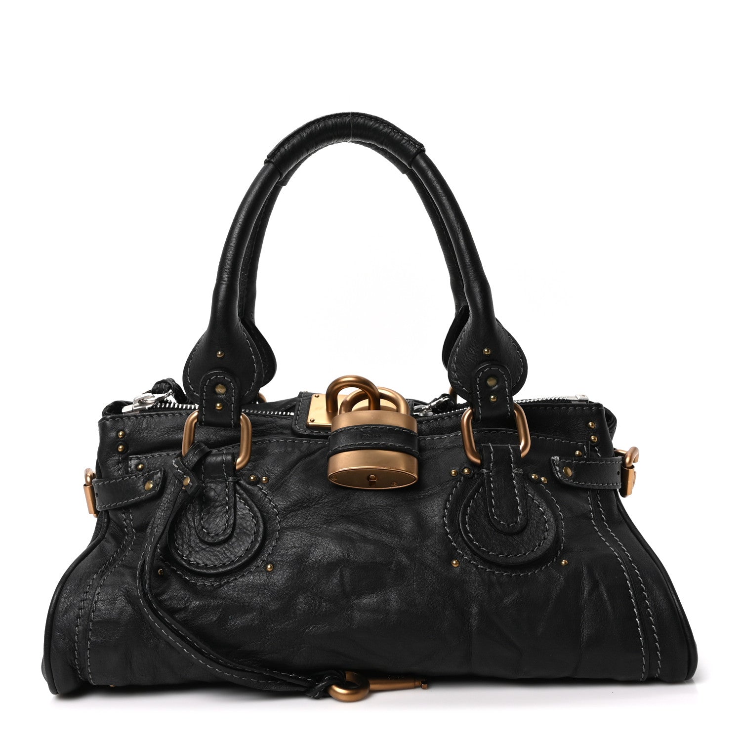 Calfskin Medium Paddington Satchel Black
