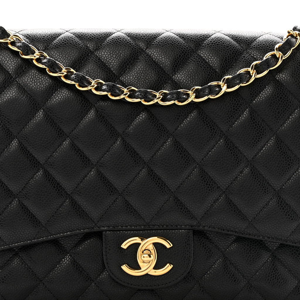Caviar Quilted Maxi Double Flap Black