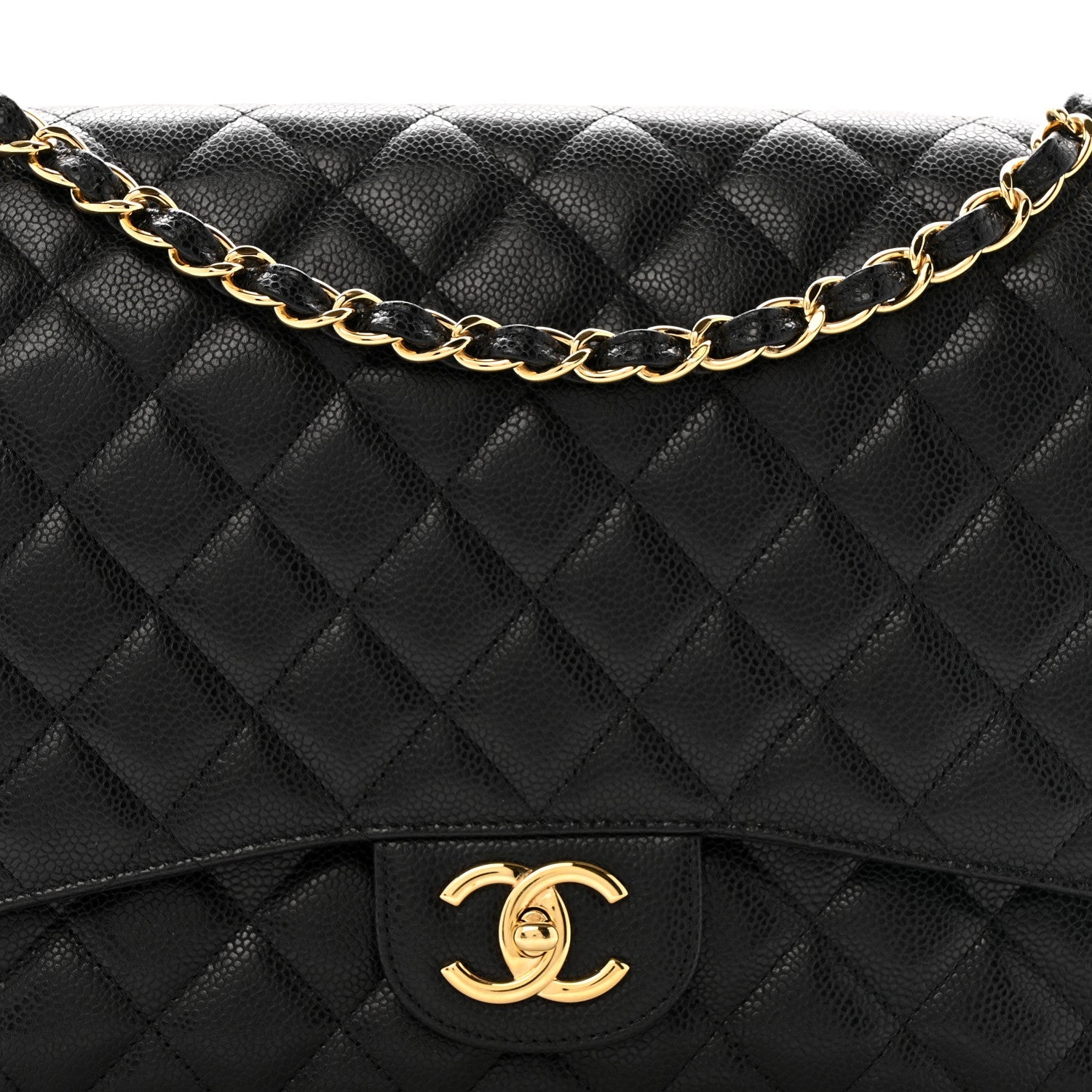 Caviar Quilted Maxi Double Flap Black