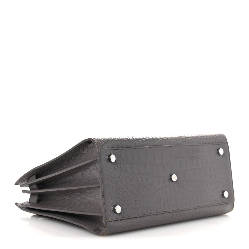 Calfskin Crocodile Embossed Small Sac de Jour Fog