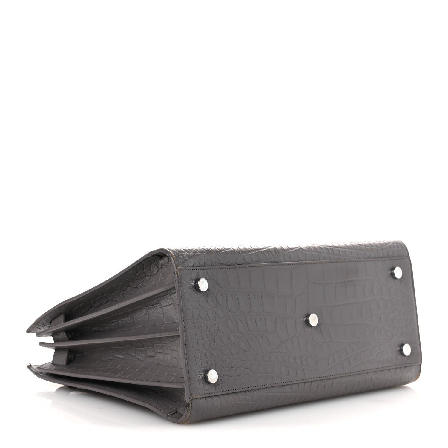 Calfskin Crocodile Embossed Small Sac de Jour Fog