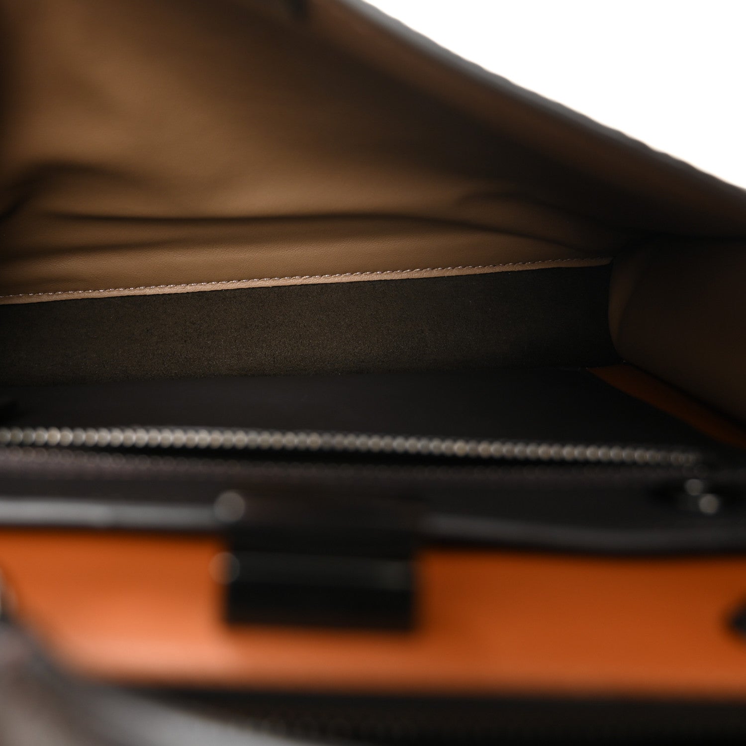 Cuoio Romano Vitello Cover Glazed Fabric Bi-Color FF 1974 Mini Peekaboo I SEE U Satchel Brown