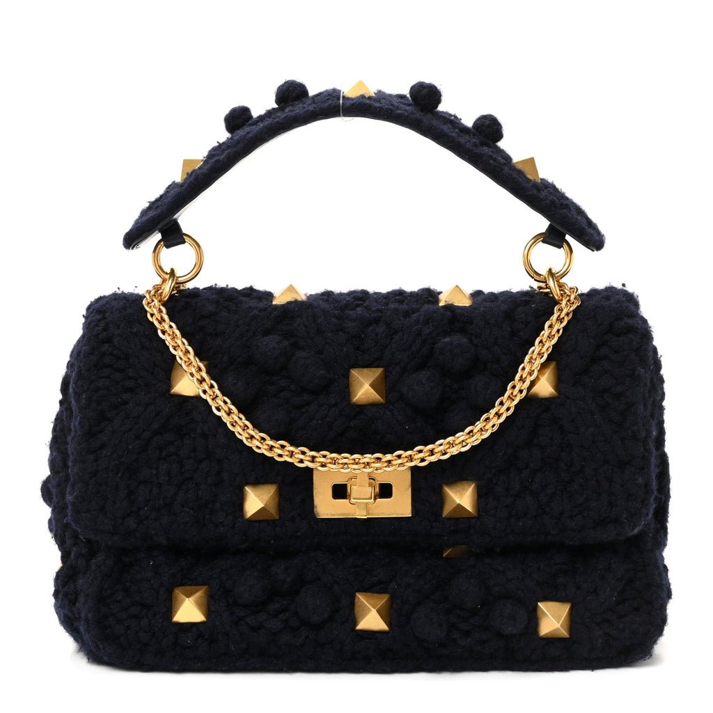 Cashmere Large Roman Stud Shoulder Bag Marine
