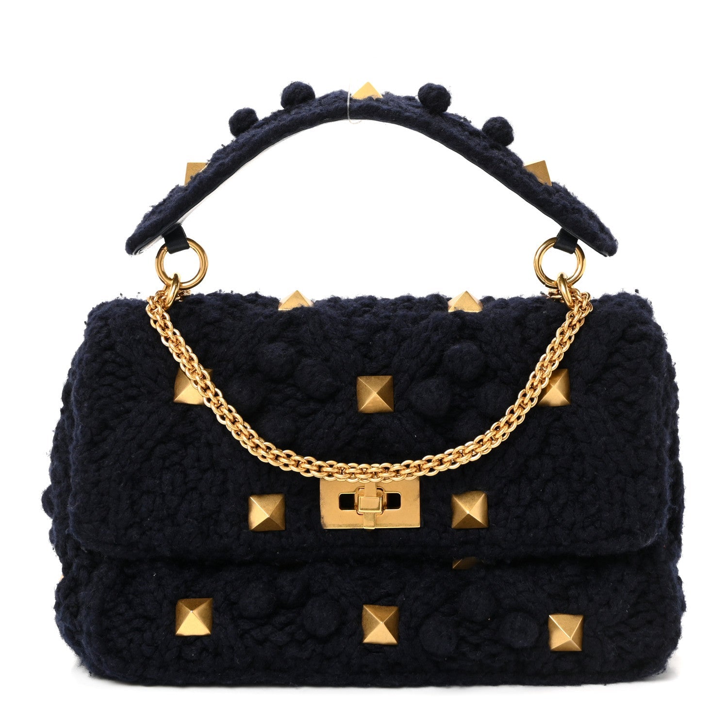 Cashmere Large Roman Stud Shoulder Bag Marine