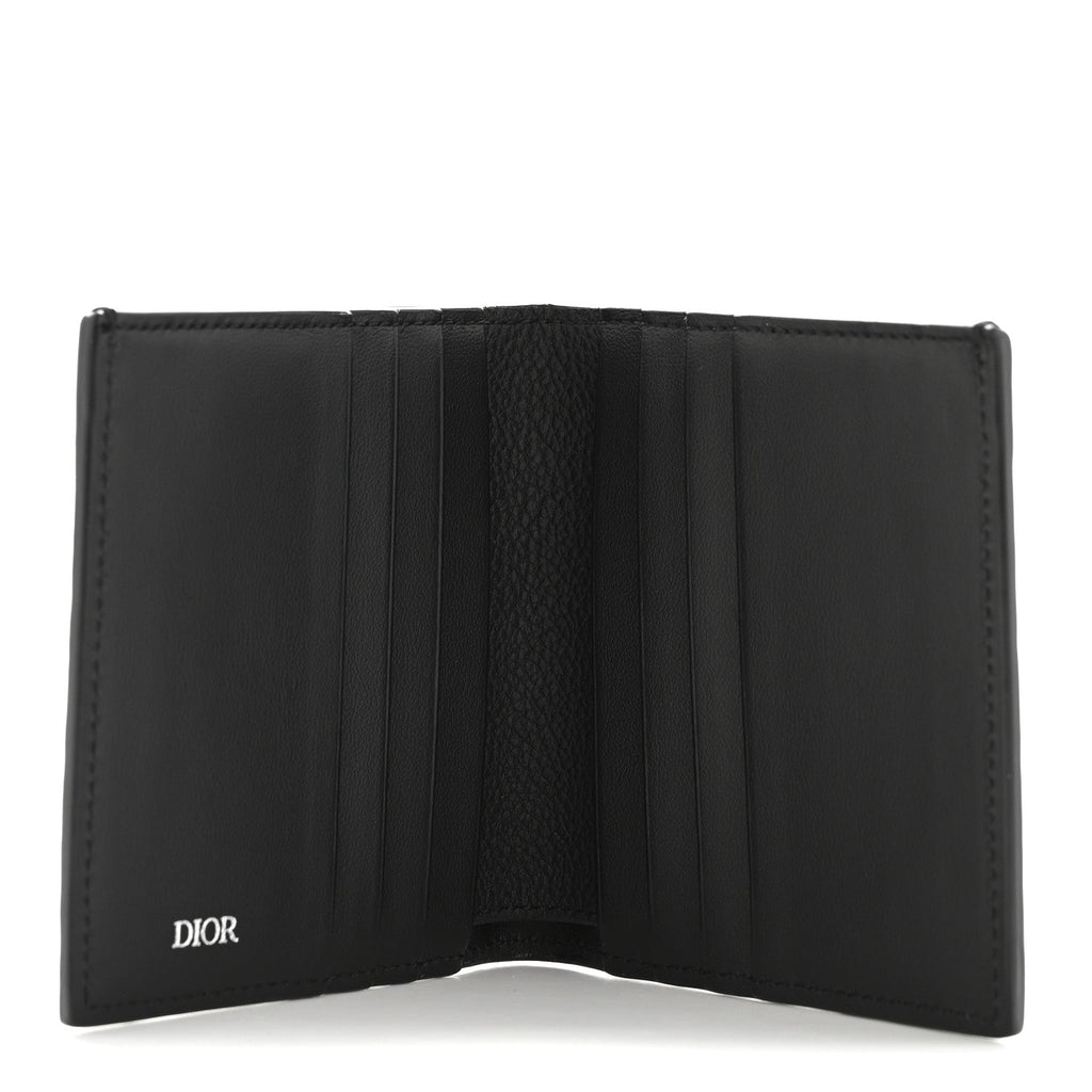 Grained Calfskin Embossed Dior Gravity BiFold Wallet Black