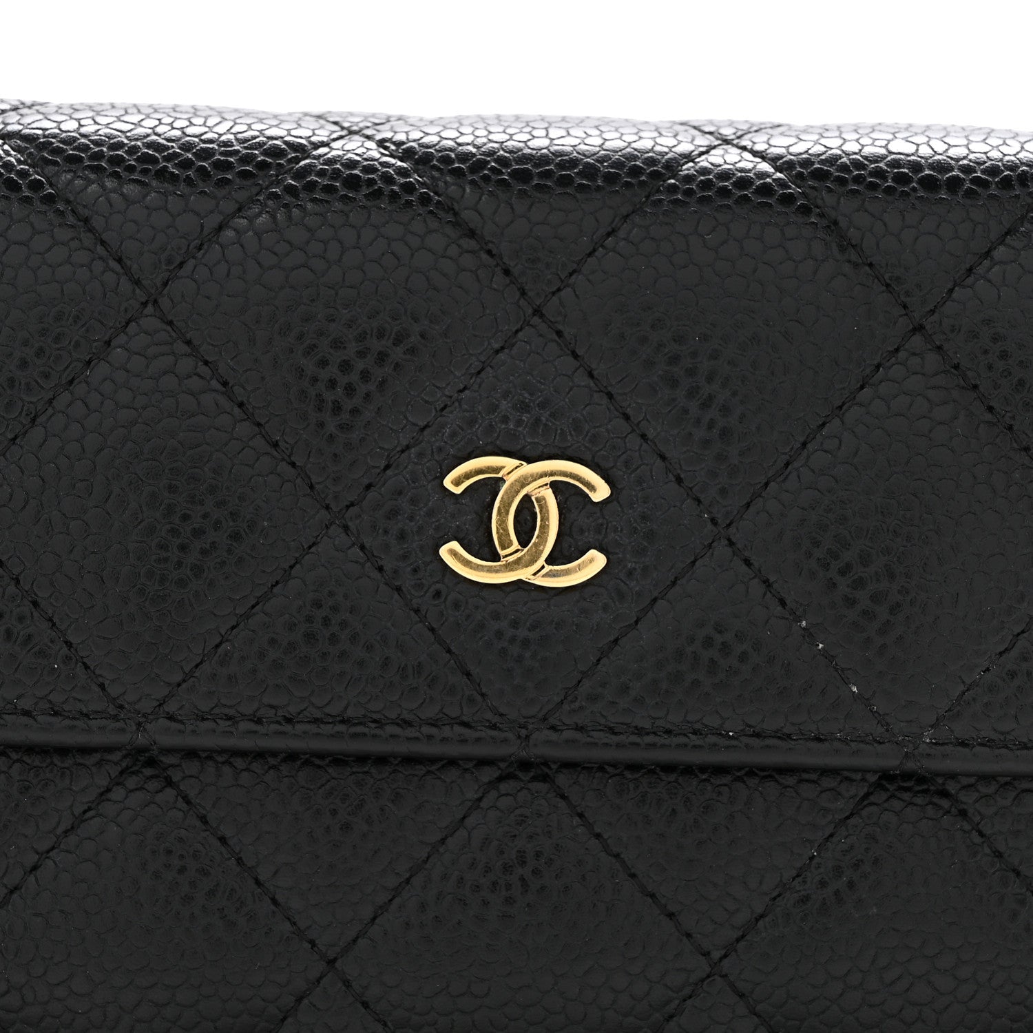 Caviar Quilted Large Gusset Flap Wallet Black
