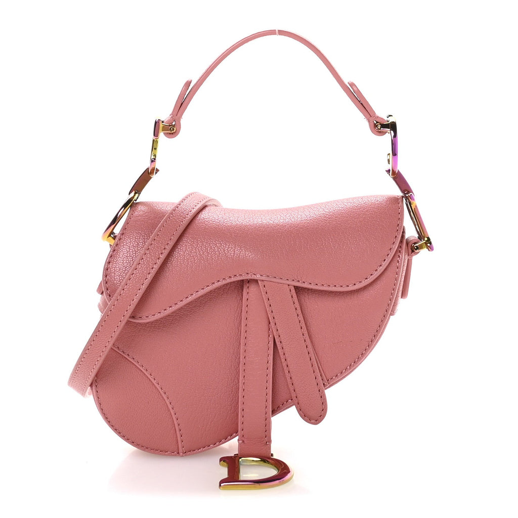Goatskin Micro Saddle Bag With Strap Coral Powder