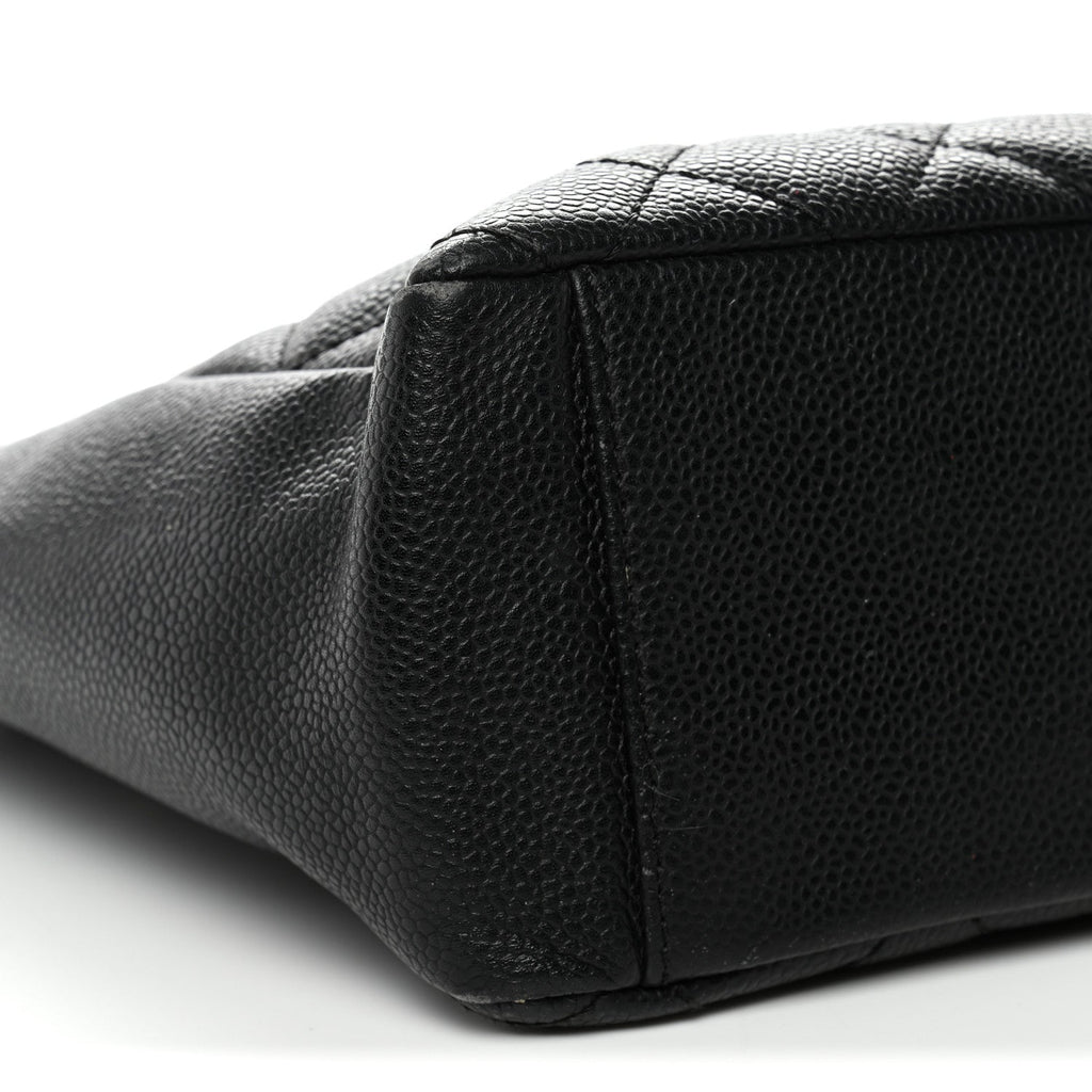 Caviar Quilted Petit Shopping Tote PST Black