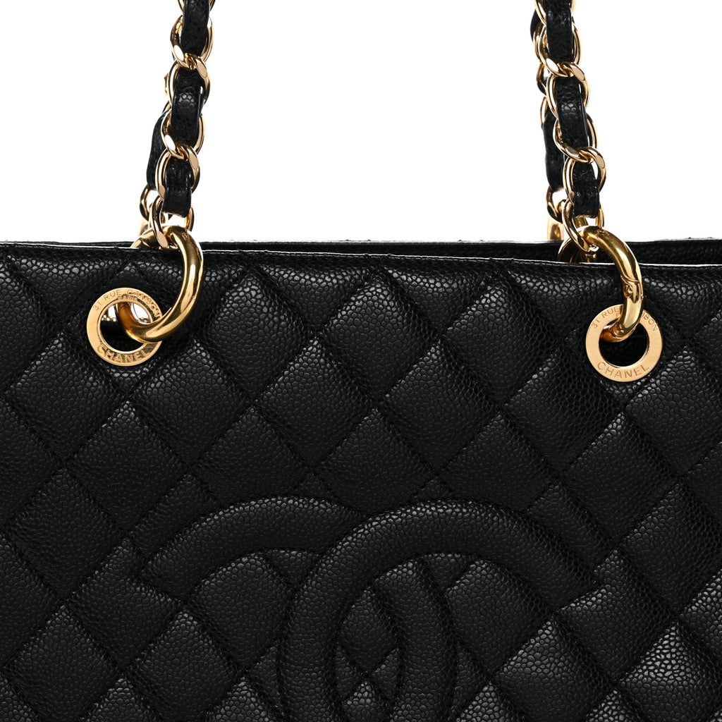 Caviar Quilted Grand Shopping Tote GST Black