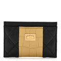 Lambskin Metallic Calfskin Crocodile Embossed 2.55 Reissue  Holder Black Gold