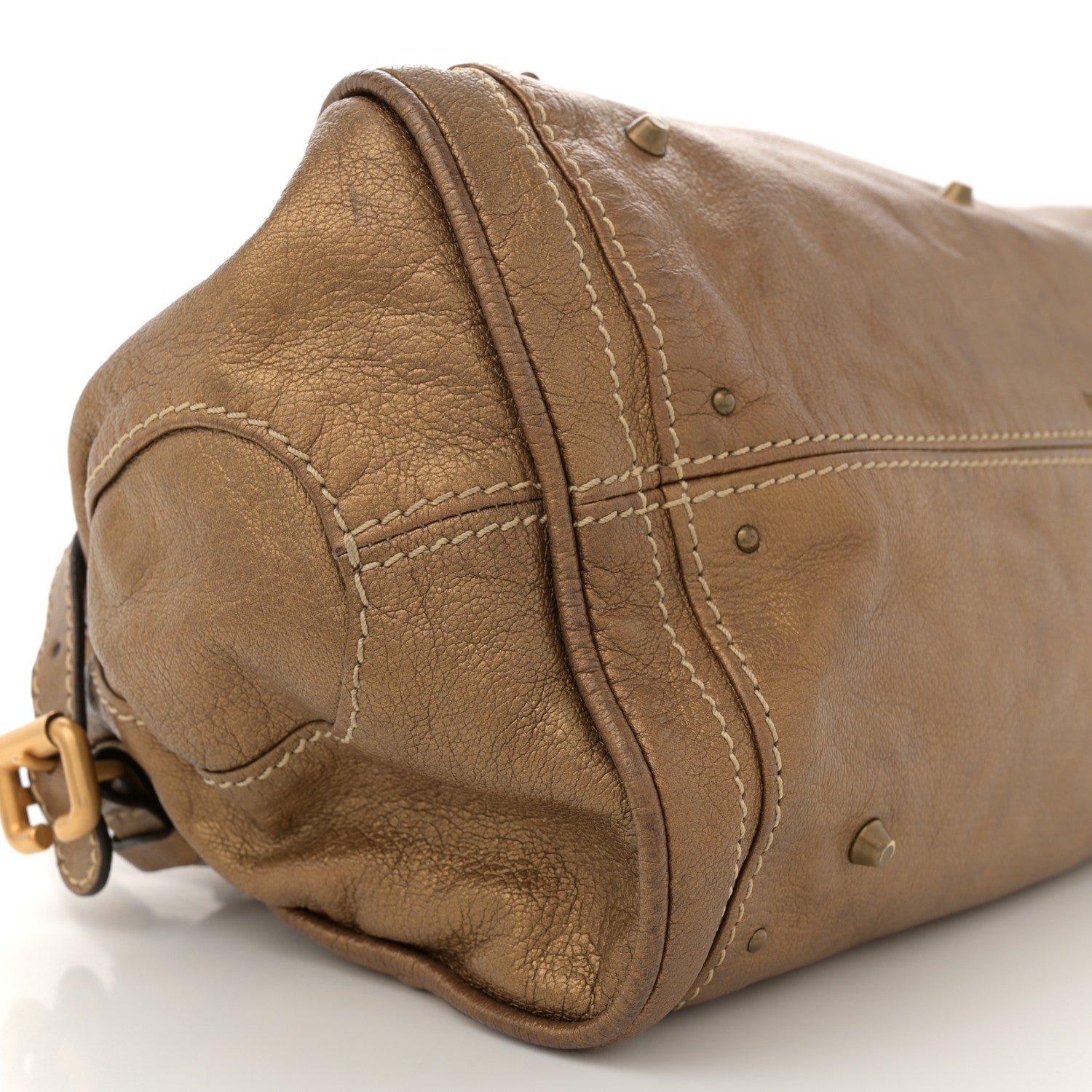 Metallic Calfskin Medium Paddington Satchel Gold