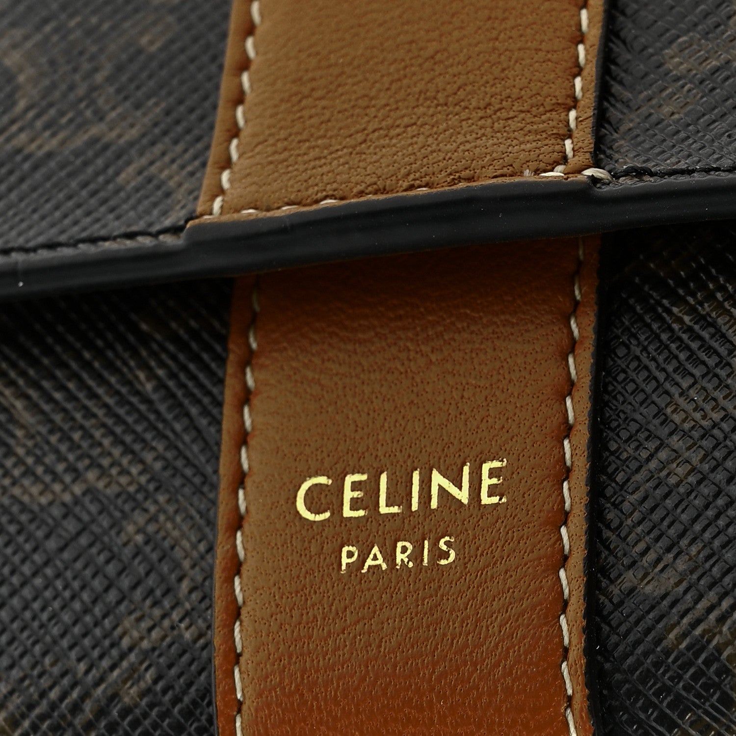 Canvas Triomphe Lambskin Folded Compact Wallet Tan