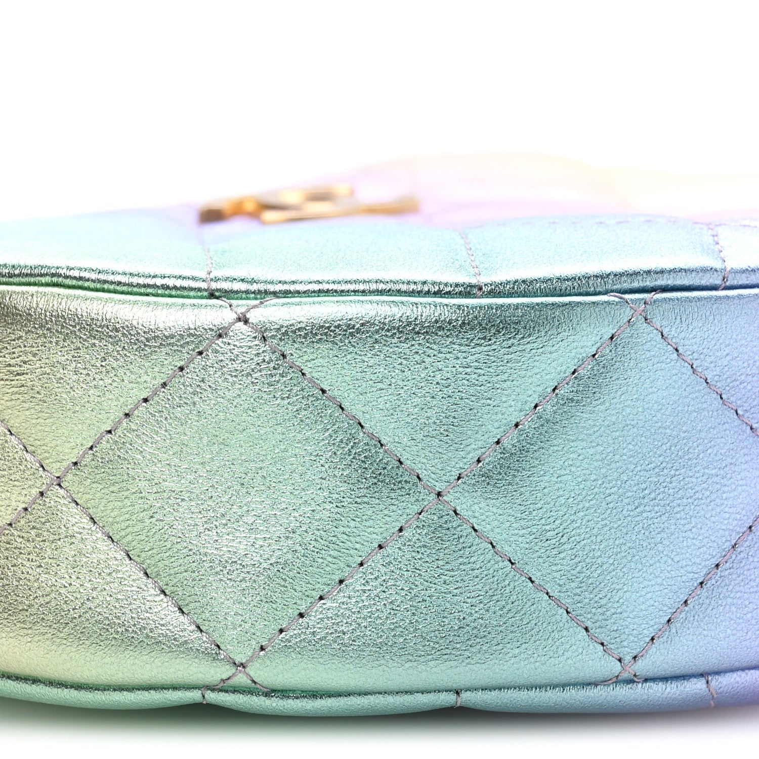 Gradient Metallic Lambskin Quilted Hobo Bag Pink Purple Green