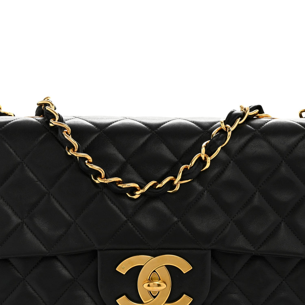 Lambskin Quilted XL Jumbo Single Flap Black