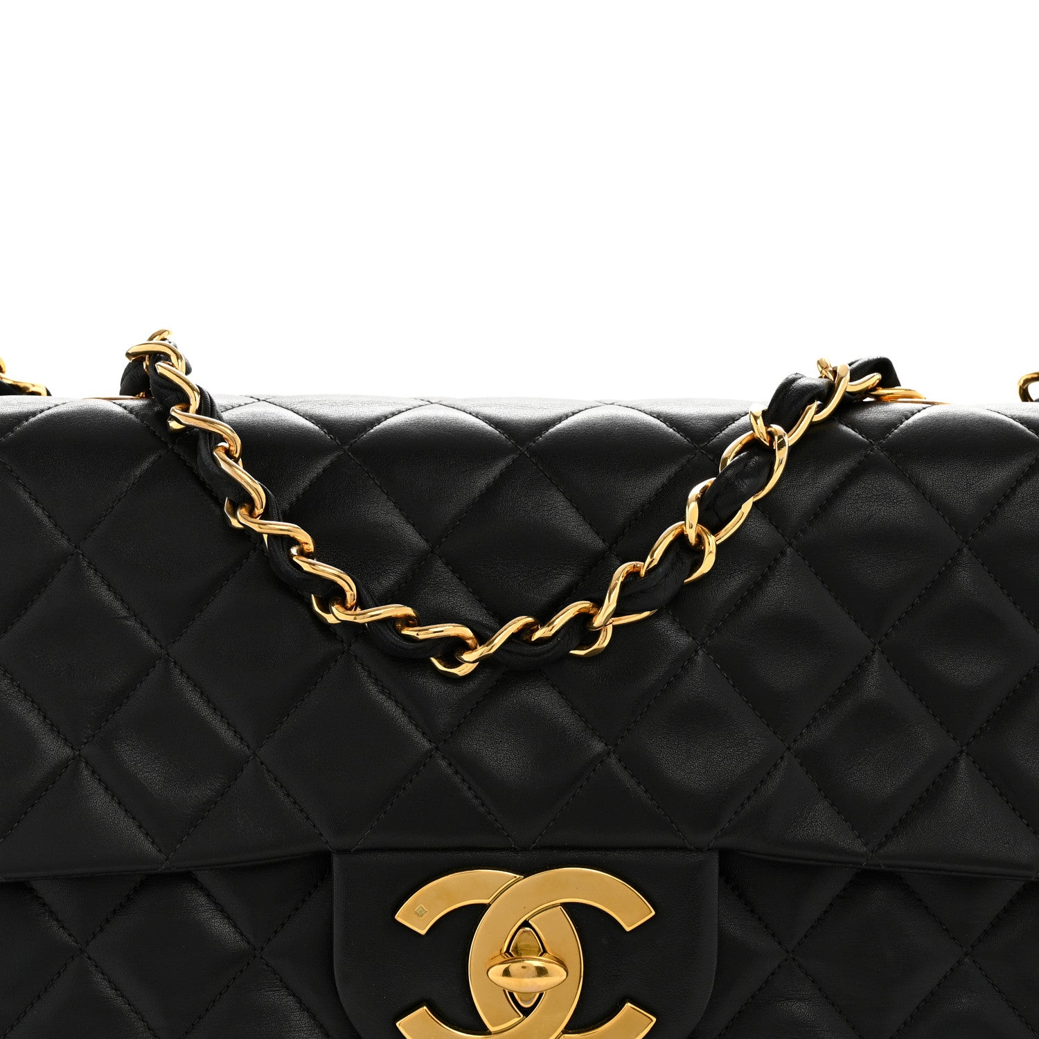 Lambskin Quilted XL Jumbo Single Flap Black
