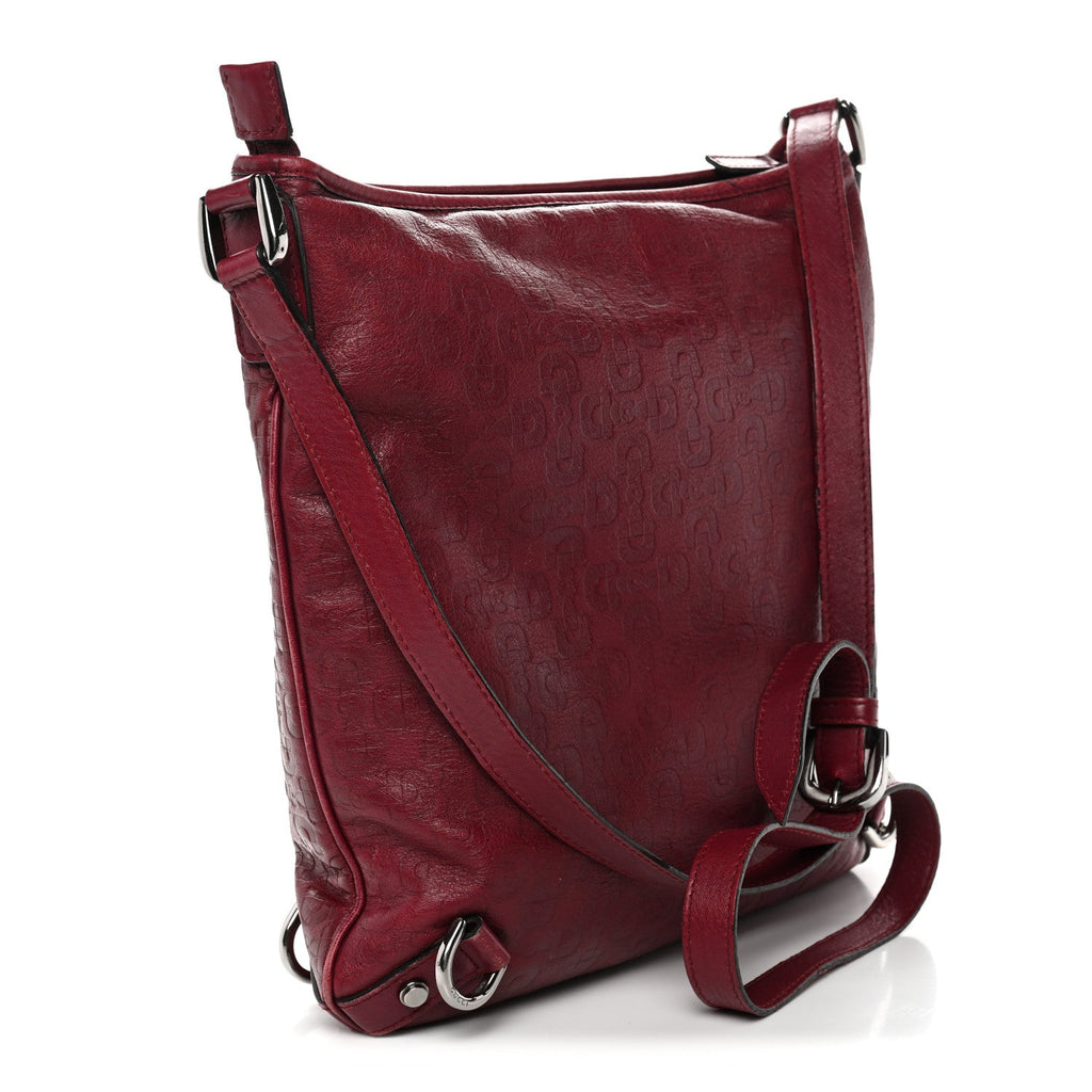 Calfskin Horsebit Embossed Abbey Messenger Red