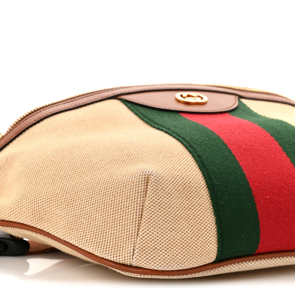 Vintage Canvas Web Belt Bag Sand Cuir
