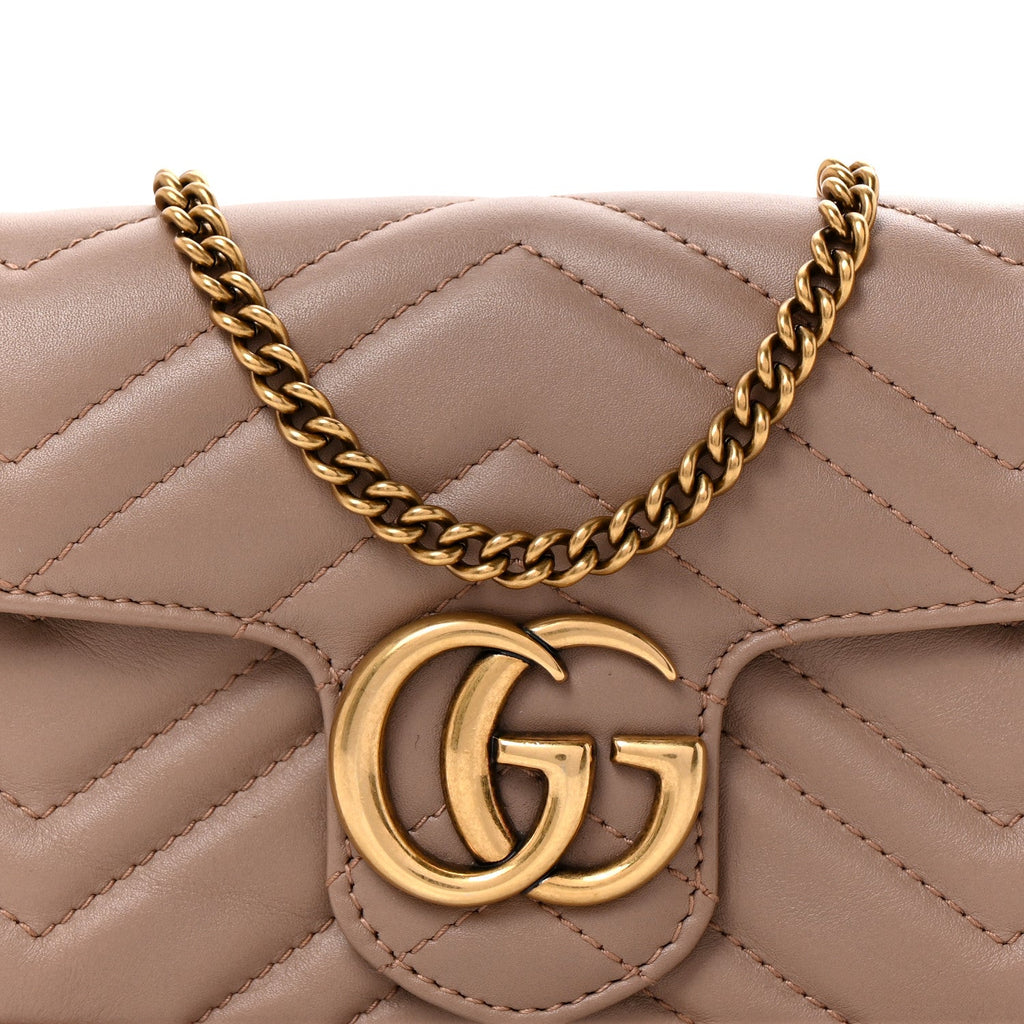 Calfskin Matelasse Super Mini GG Marmont Shoulder Bag Porcelain Rose