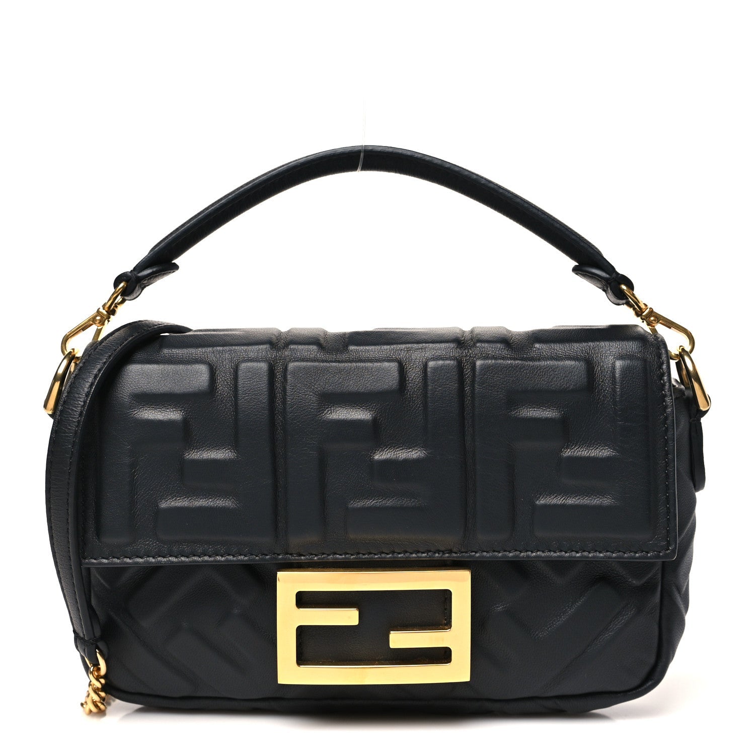 Nappa FF 1974 Embossed Mini Baguette Black