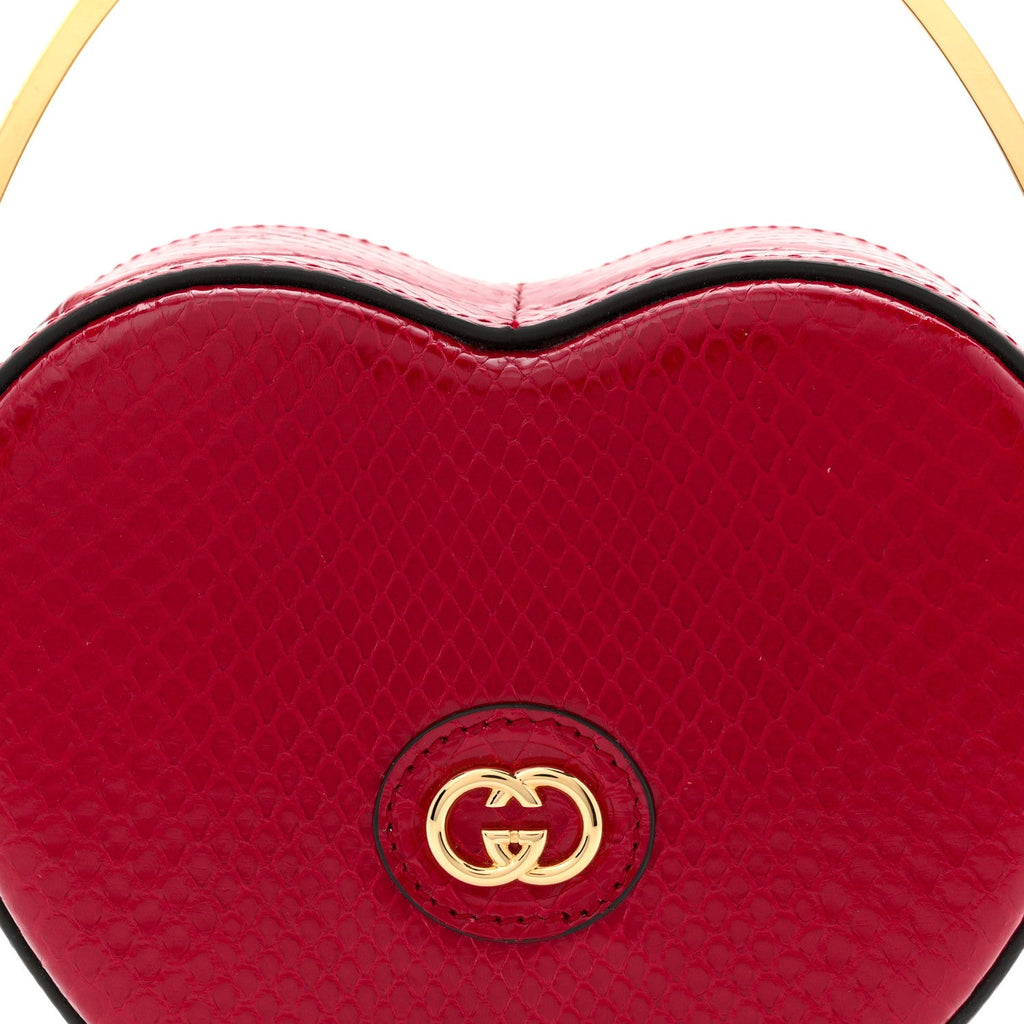 Snakeskin Broadway Mini Heart Top Handle Bag Rasberry Candy
