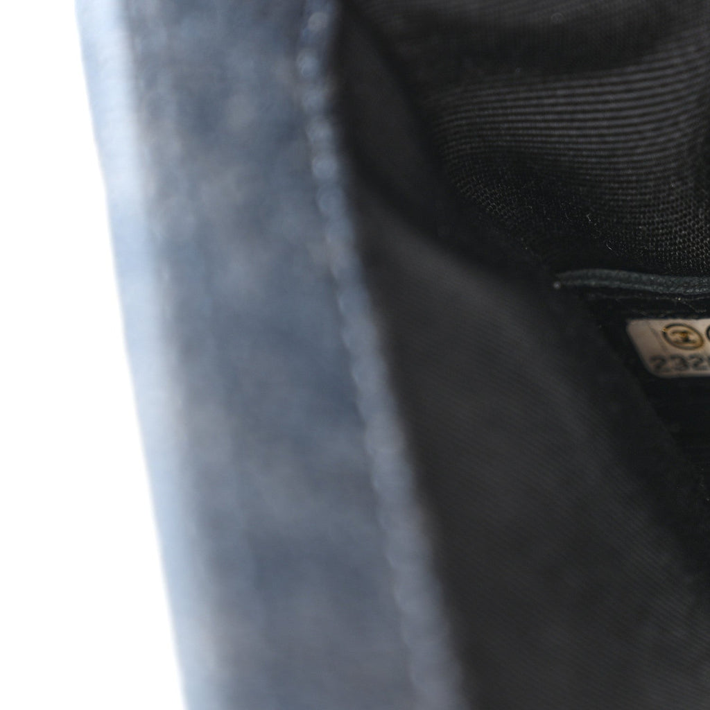Denim Embossed Small Boy Flap Blue