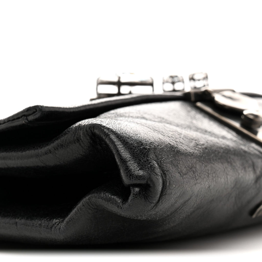 Vitello Shine Crystal Shoulder Bag Black