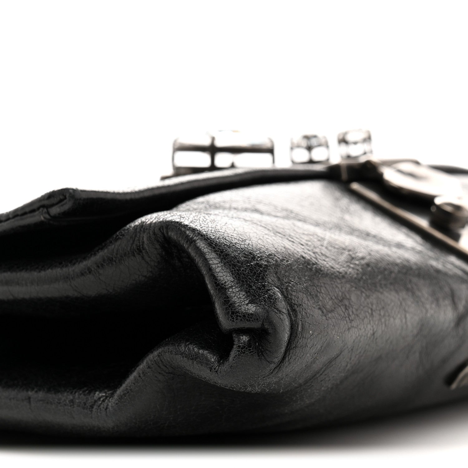 Vitello Shine Crystal Shoulder Bag Black