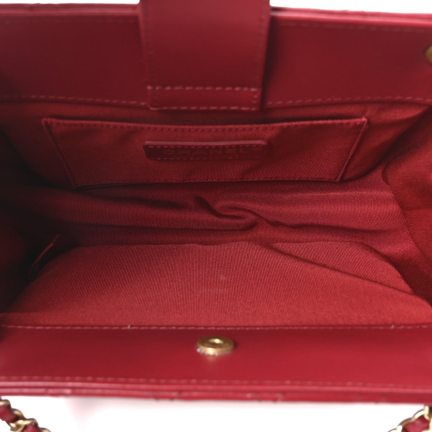 Calfskin Quilted Small CC Chain Accordion Tote Red