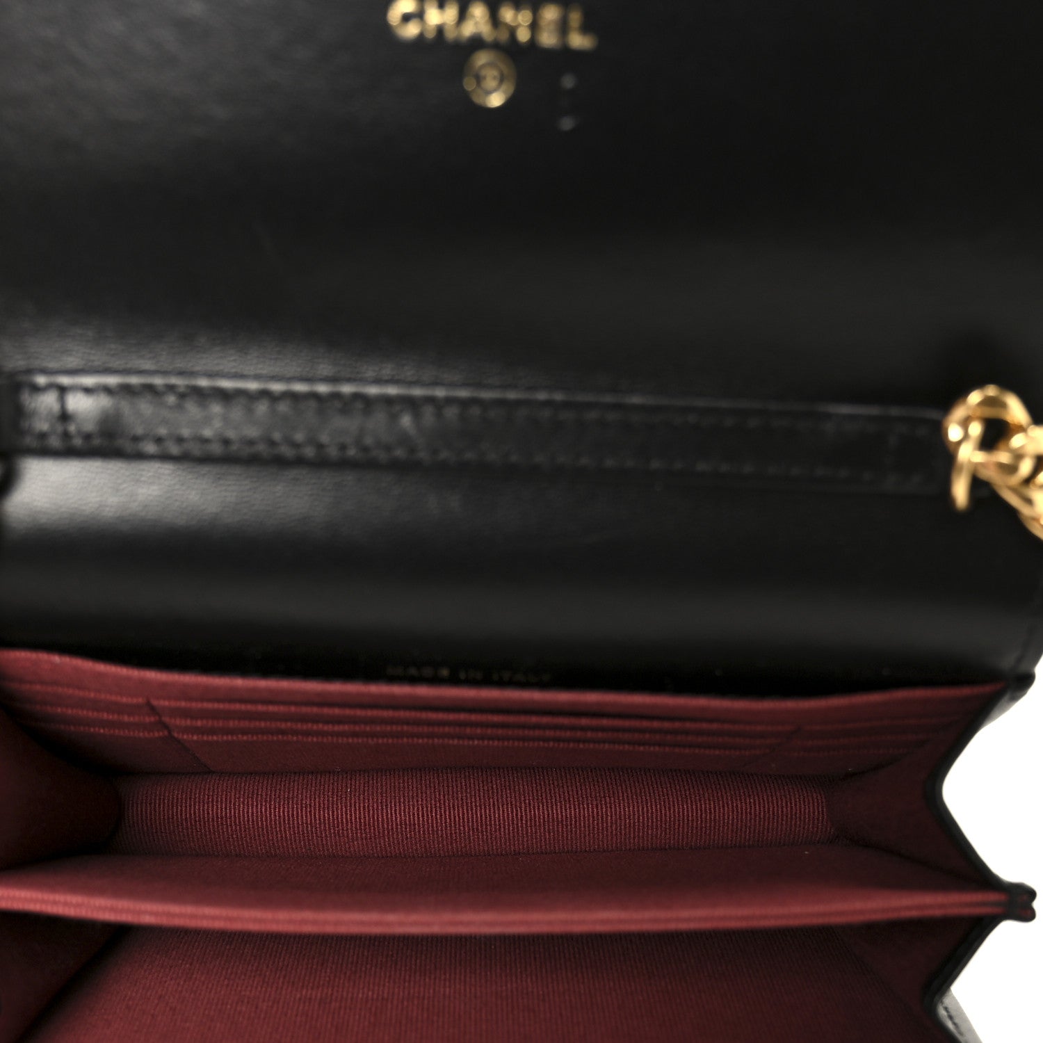 Lambskin Quilted CC Pearl Enamel Clutch on Chain WOC Black