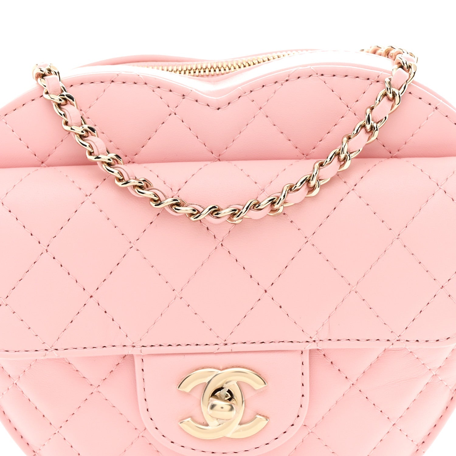 Lambskin Quilted Large CC In Love Heart Bag Light Pink