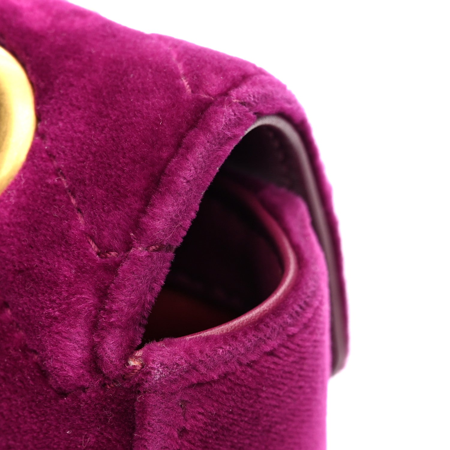 Velvet Matelasse Small GG Marmont Shoulder Bag Fuchsia Violet Cyclamen