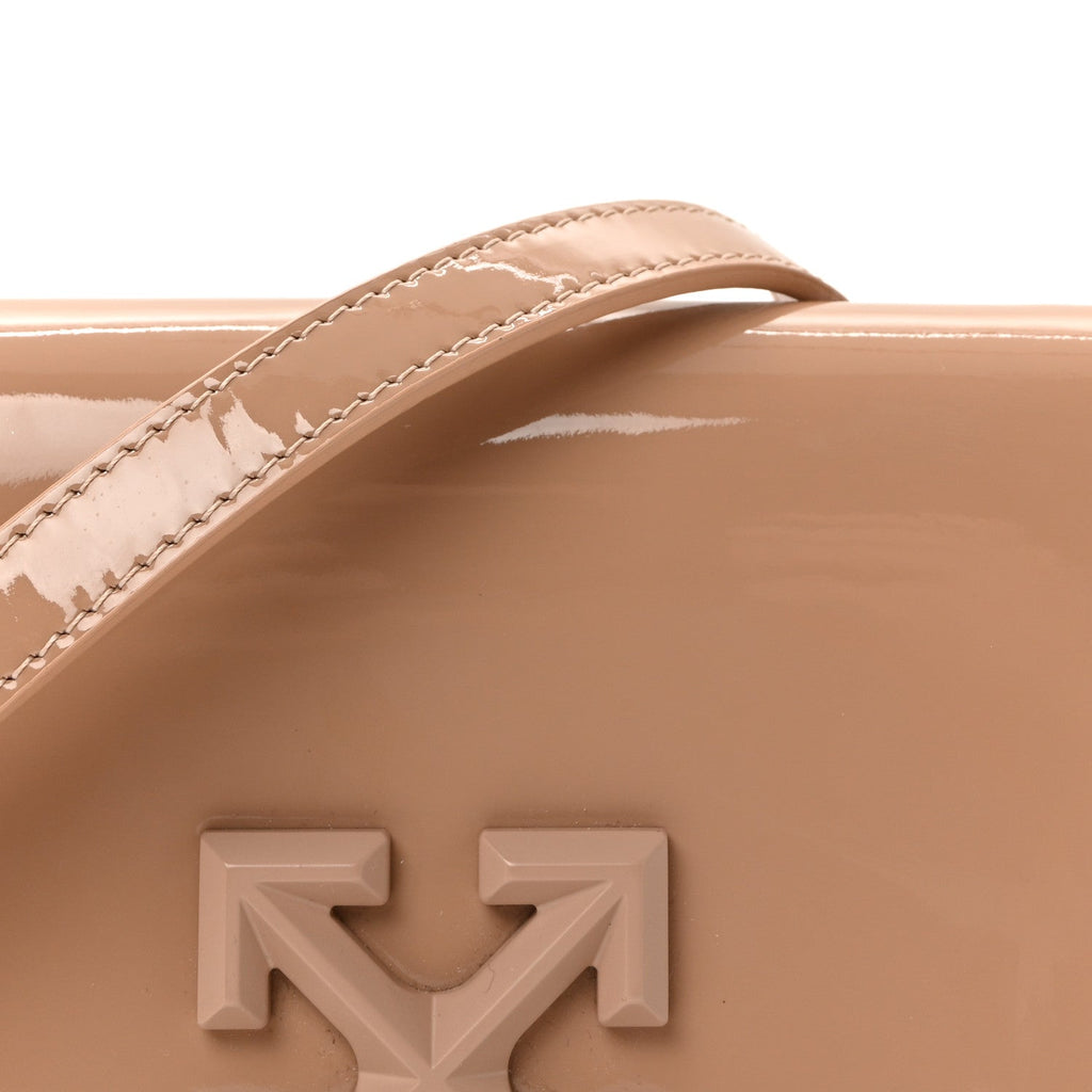 OFF WHITE Patent Jitney 0.5 Crossbody Bag Nude