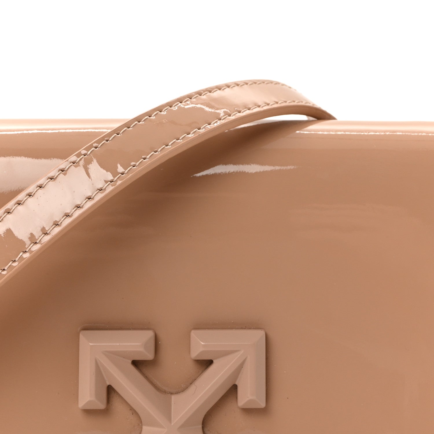 OFF WHITE Patent Jitney 0.5 Crossbody Bag Nude