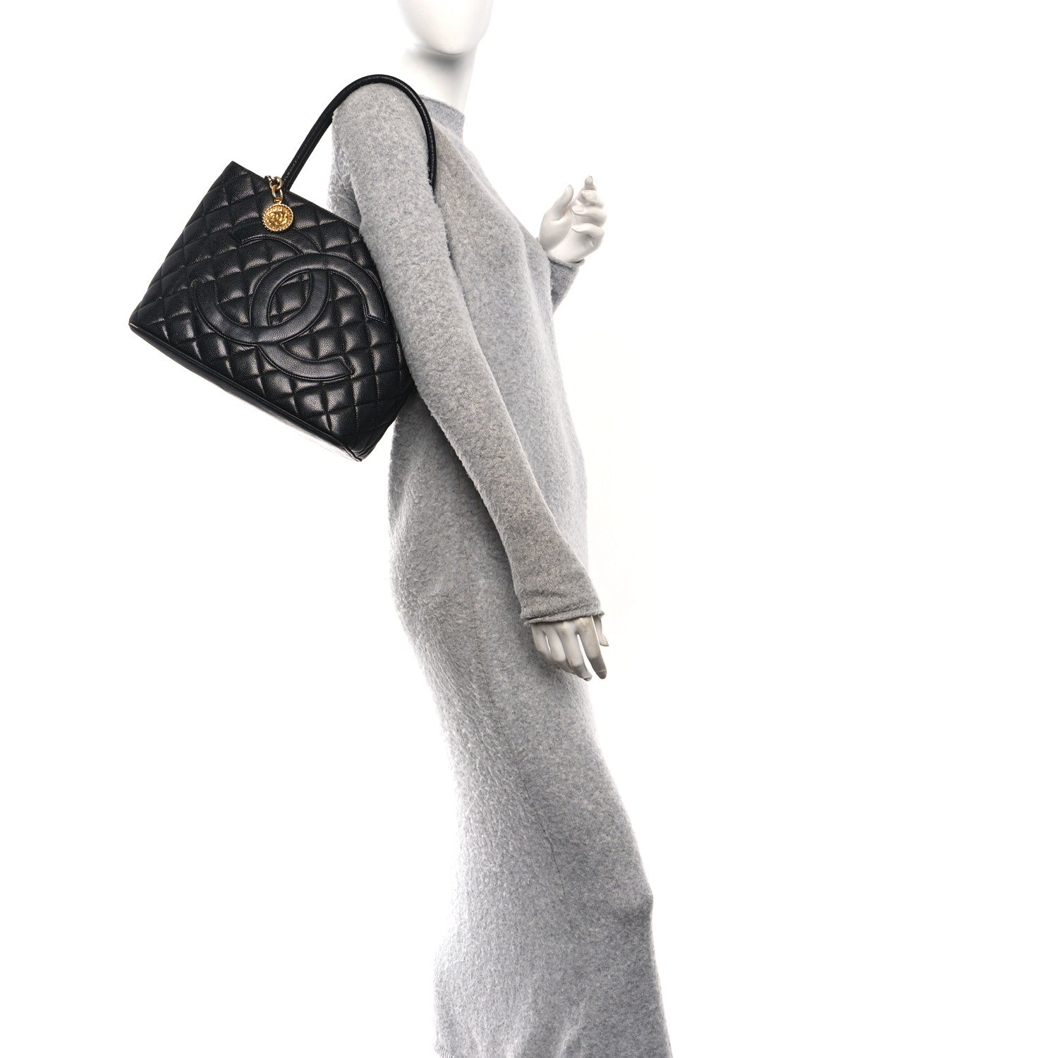 Caviar Quilted Medallion Tote Black