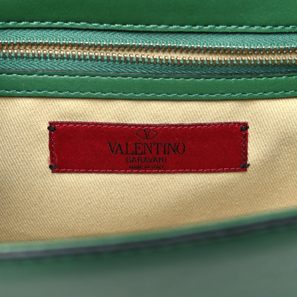 Vitello Medium Glam Lock Rockstud Flap Pop Green
