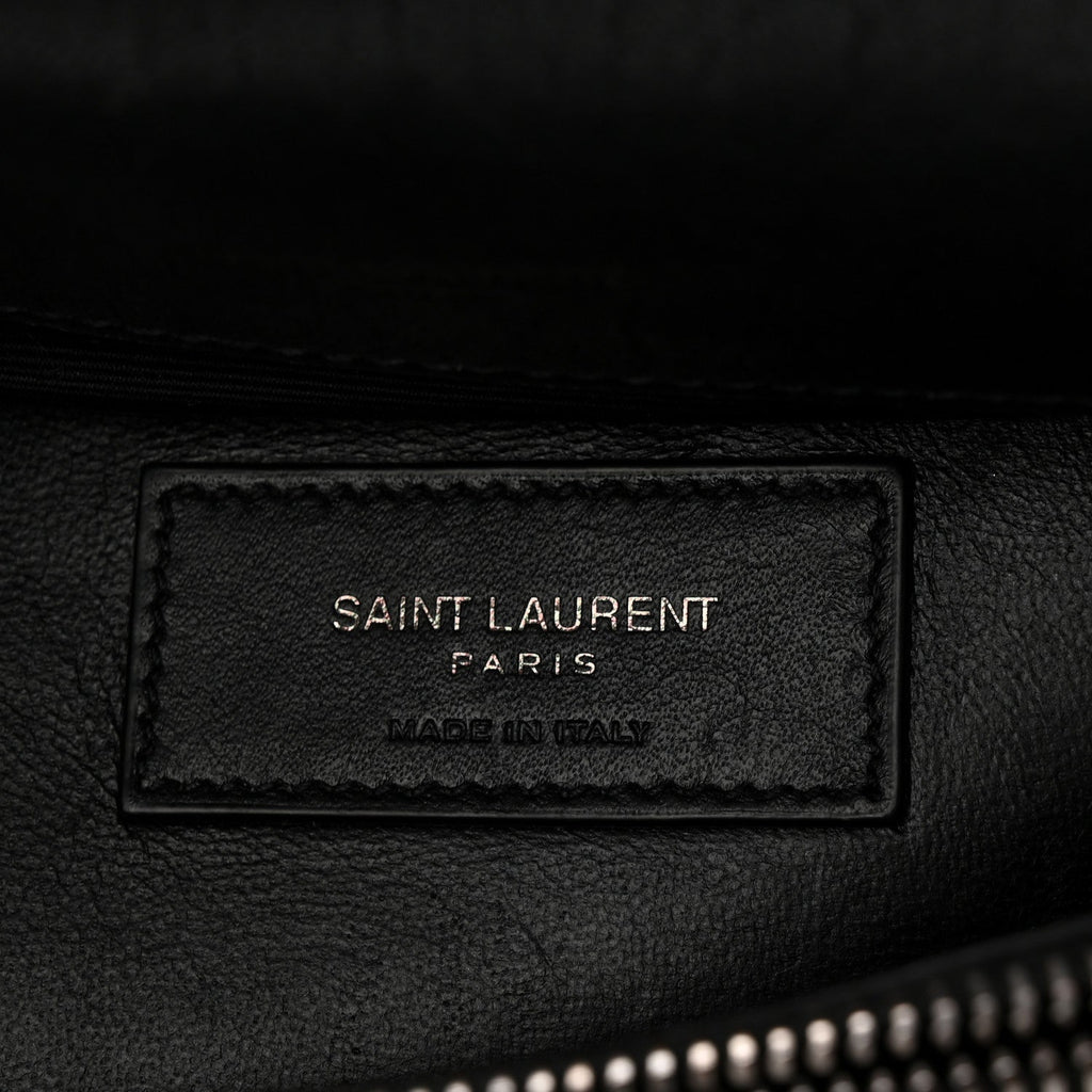 Sheepskin Matelasse Chevron Monogram Large College Satchel Black