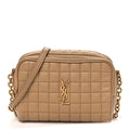 Lambskin Carre Quilted Cassandre Mini Camera Bag Natural Tan