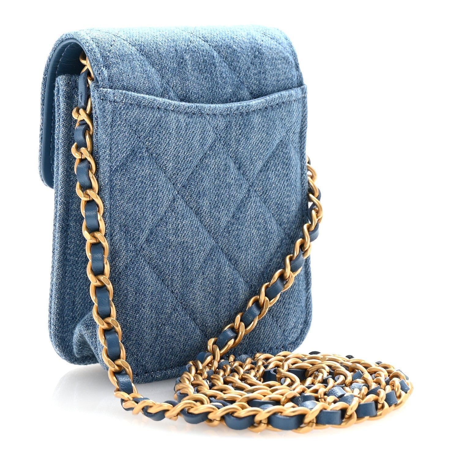 Denim Quilted Flap Mini Crossbody Blue