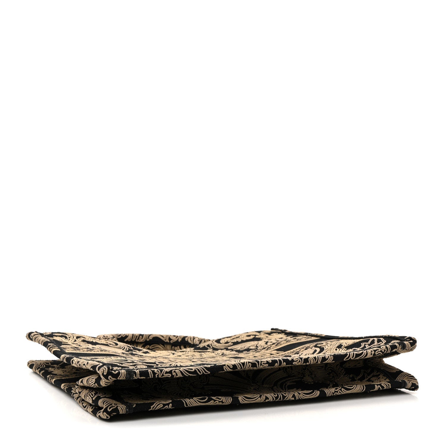 Canvas Embroidered Large Ornamental Cornely Effect Book Tote Black Beige