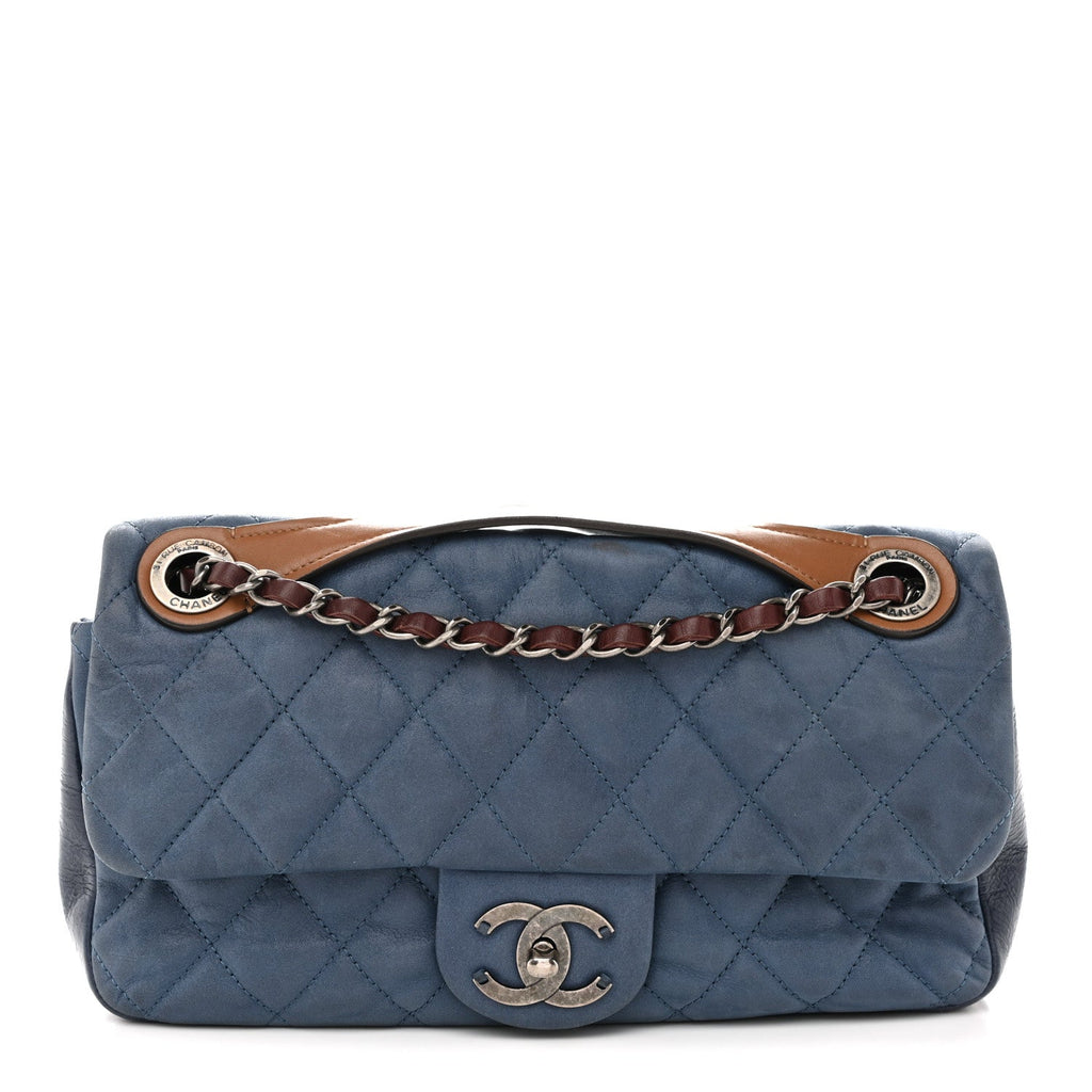 Iridescent Calfskin Medium In The Mix Flap Blue