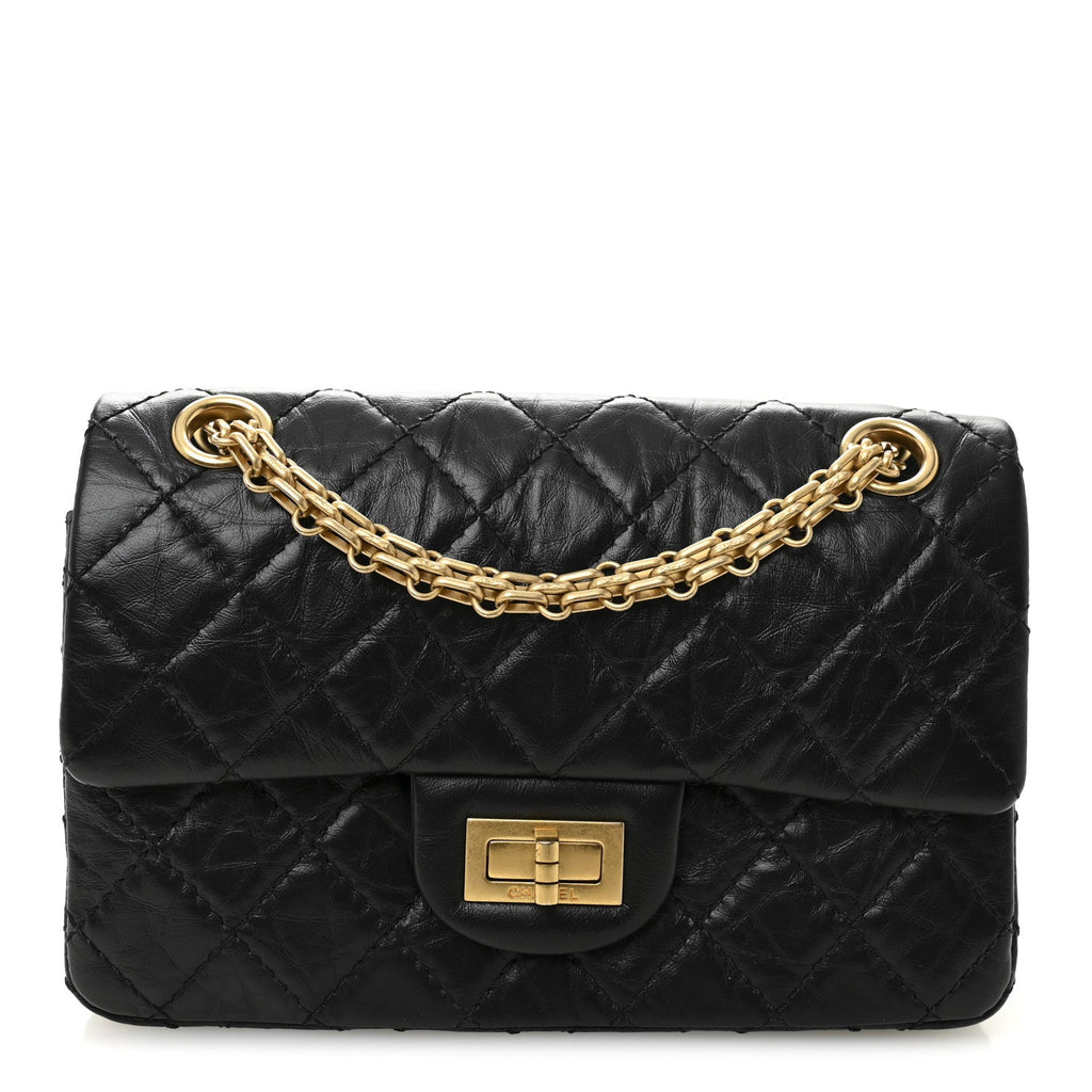 Aged Calfskin Quilted 2.55 Reissue Mini Flap Black