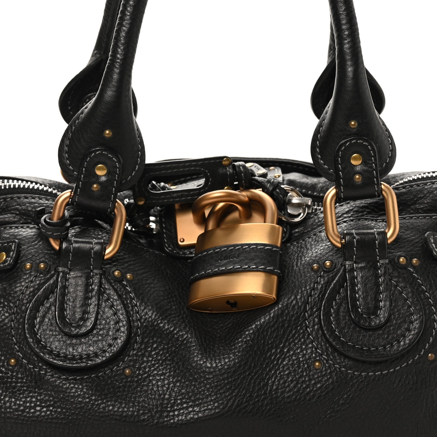 Calfskin Medium Paddington Satchel Black