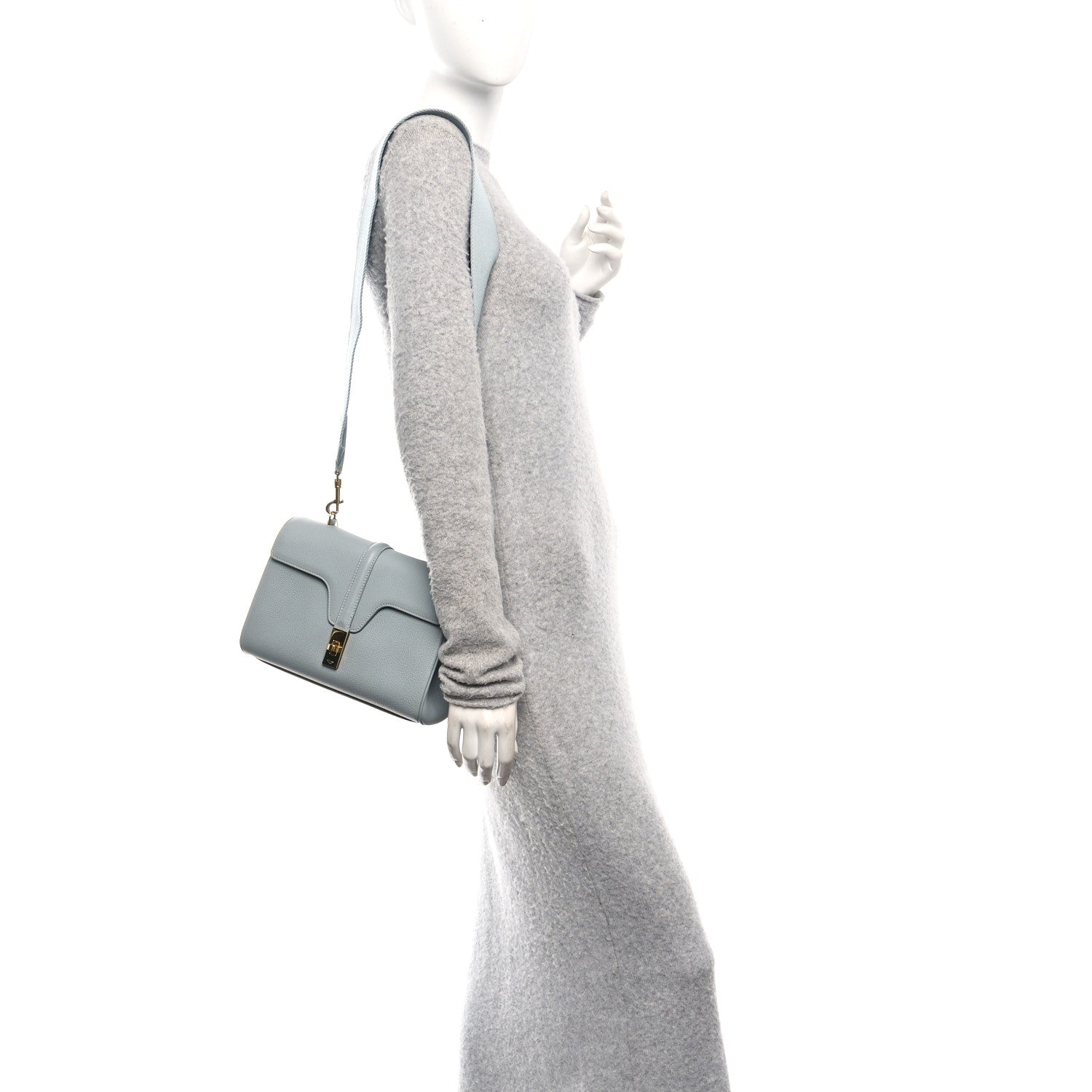 Grained Calfskin Teen Soft 16 Shoulder Bag Ice Blue