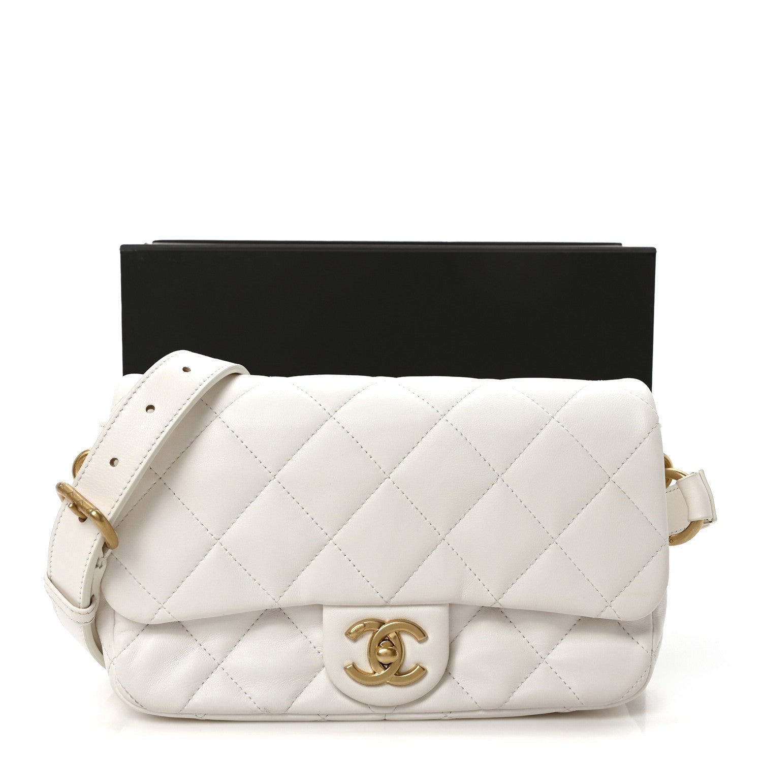 Lambskin Quilted Flap White
