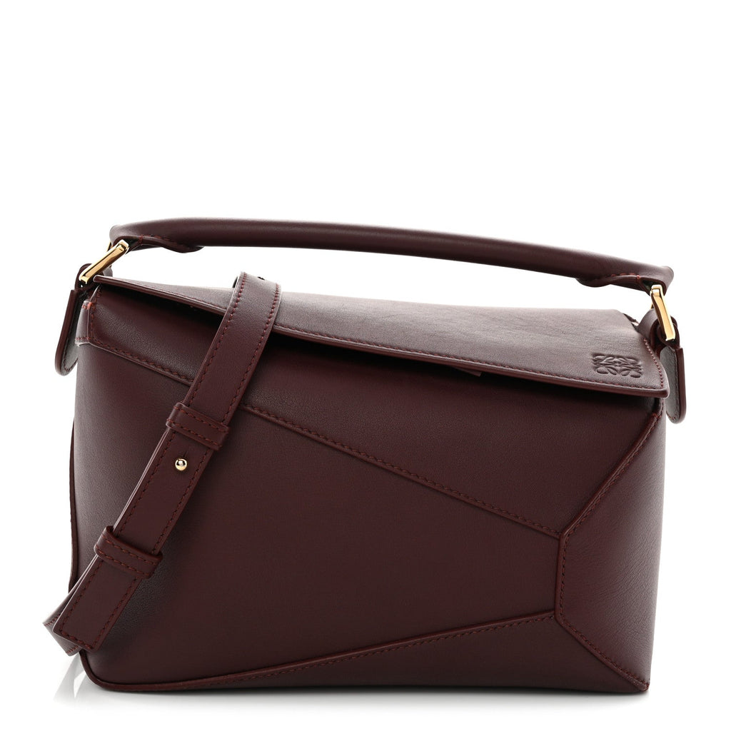 Calfskin Small Puzzle Edge Bag Burgundy