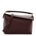 Calfskin Small Puzzle Edge Bag Burgundy