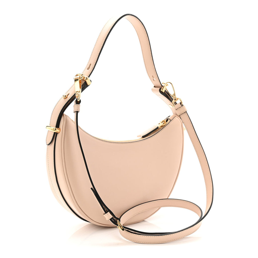 Soft Calfskin Arque Shoulder Bag Travertino
