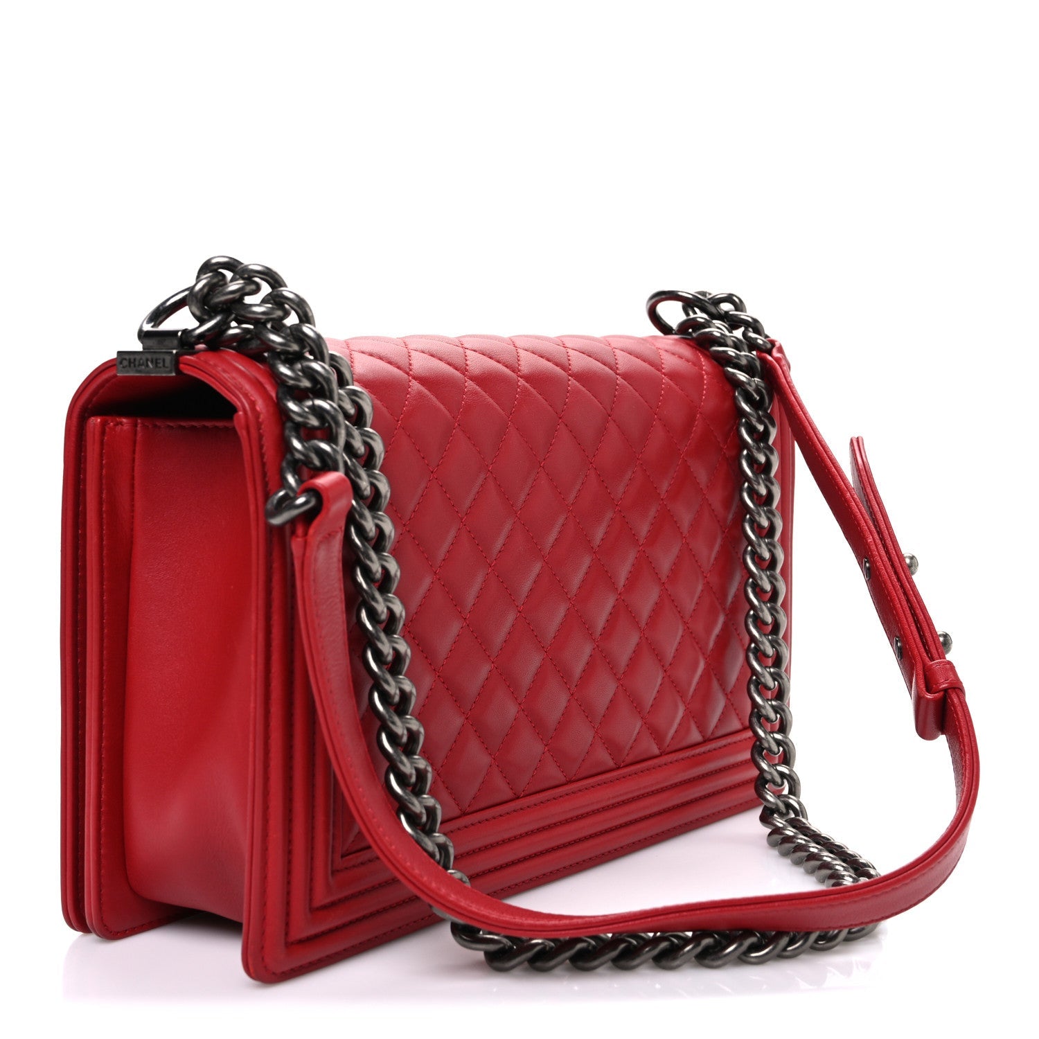 Lambskin Quilted New Medium Boy Flap Red