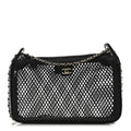 Mesh Shiny Lambskin Clutch With Chain Black